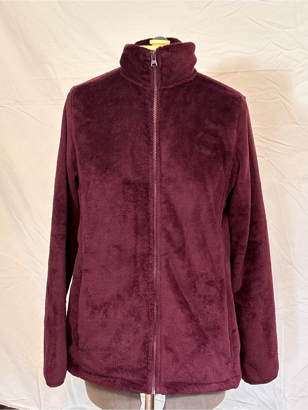 Lands' End Plush Zip-Up Jacket in Plumb Burgundy